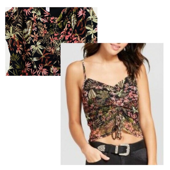 Mesh Ruched Front Tank Top - Picture 1 of 3